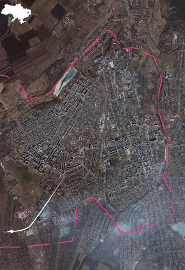 Супутниковий знімок Бахмута