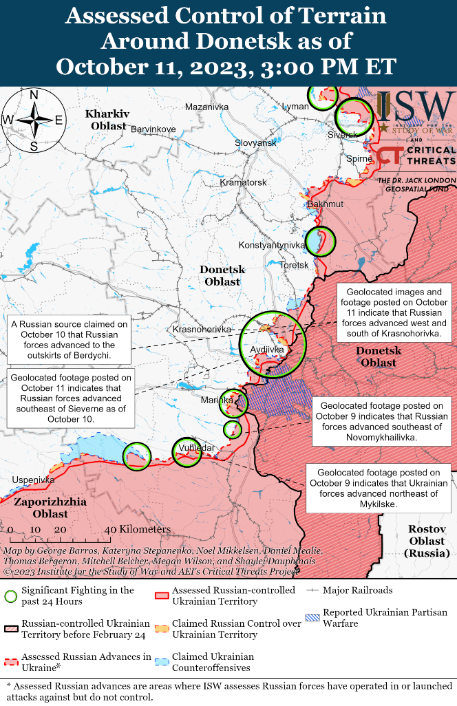 Російські війська захопили 4,5 км² навколо Авдіївки