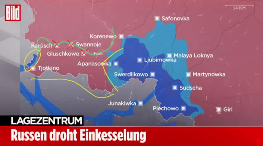 Росія може втратити до 3 тисяч солдатів у Курській області, до закриття котла залишилося 5 кілометрів – Bild