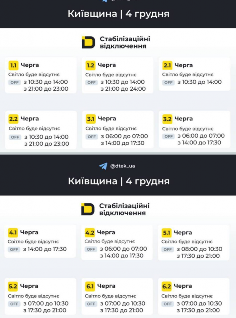 Графік відключення світла в Петропавлівській Борщагівці 04.12.2025: як перевірити та підготуватися до відключень