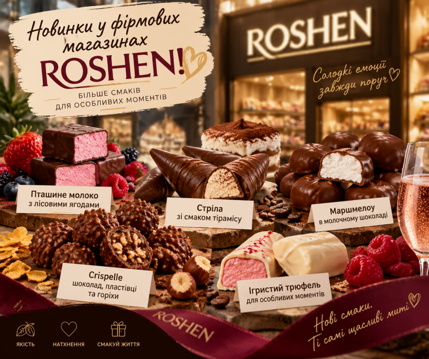 Новинки ROSHEN 2026: 5 нових десертів, смаки та ціни у фірмових магазинах