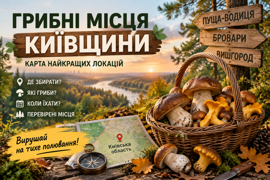 Грибні місця Київщини: карта грибних місць Київської області, де збирати білі гриби, лисички та опеньки