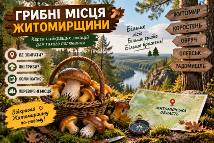 Грибні місця Житомирщини: карта найкращих лісів області, де збирати білі гриби, опеньки та лисички