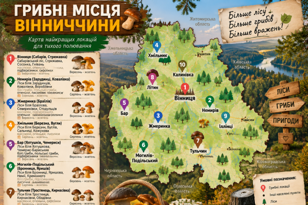 Найкращі грибні місця Вінниччини: конкретні села, міста та ліси